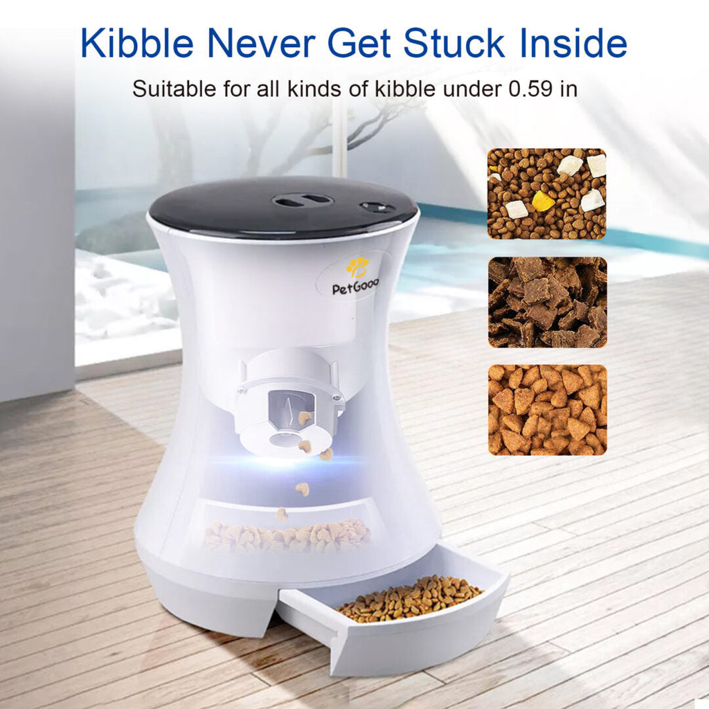 PetGooo Automatic Cat Food Dispenser, 3.2L Automatic Cat Feeder,Timed Cat Feeders for Dry Food, Up to 20 Portions 4 Meals Per Day, Pet Feeder for Cats/Dogs