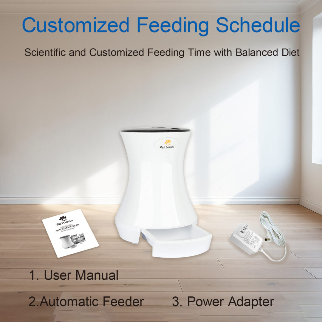 PetGooo Automatic Cat Food Dispenser, 3.2L Automatic Cat Feeder,Timed Cat Feeders for Dry Food, Up to 20 Portions 4 Meals Per Day, Pet Feeder for Cats/Dogs