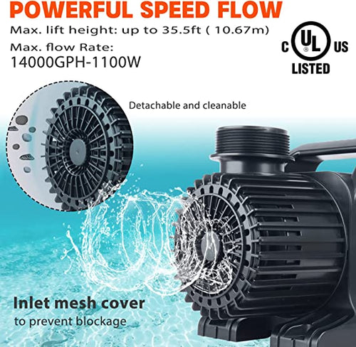 14000 GPH High Flow Pond Pump UL listed