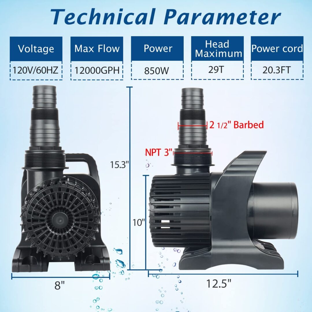 12000 GPH UL Listed Pond Pump waterfall