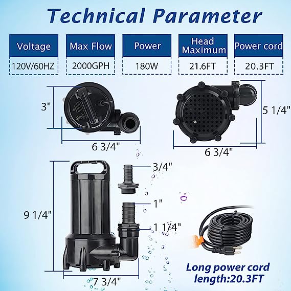 Water Transfer Pump Home Inline Submersible