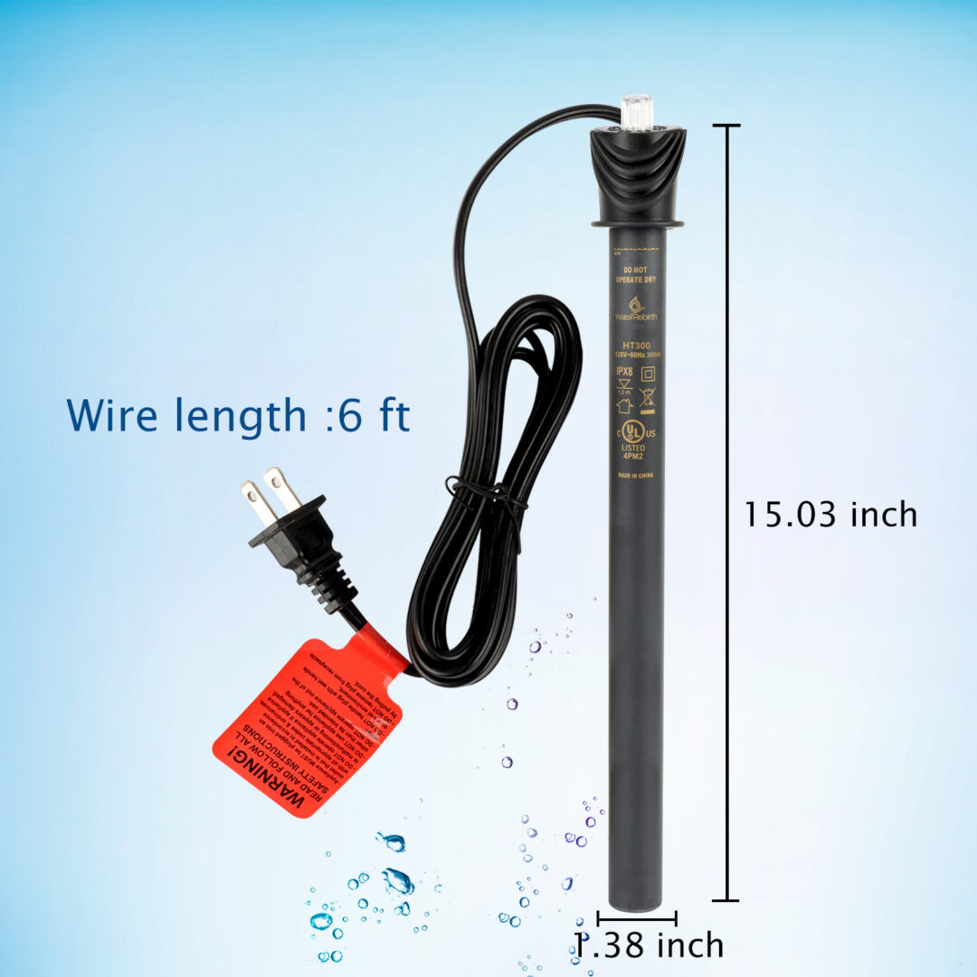 WaterRebirth HT-300 Submersible Aquarium Heater Engineering Plastic housing UL Listed- Fish Tank Heater - Water Heater for Fish Tank - Marine Water Heater - Aquarium Heater(300W)