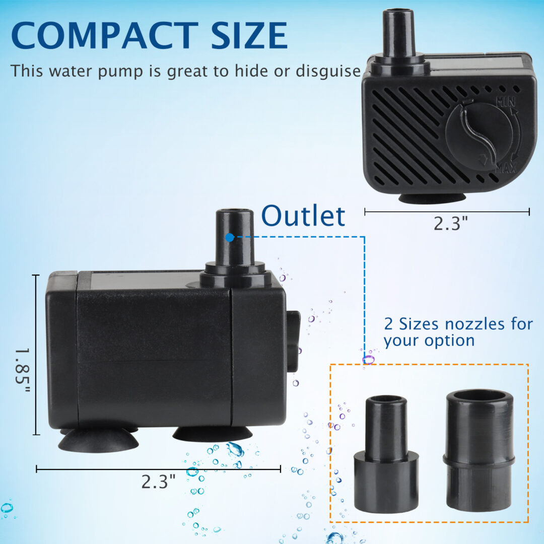 miniature submersible water pump fountain WaterRebirth P-800