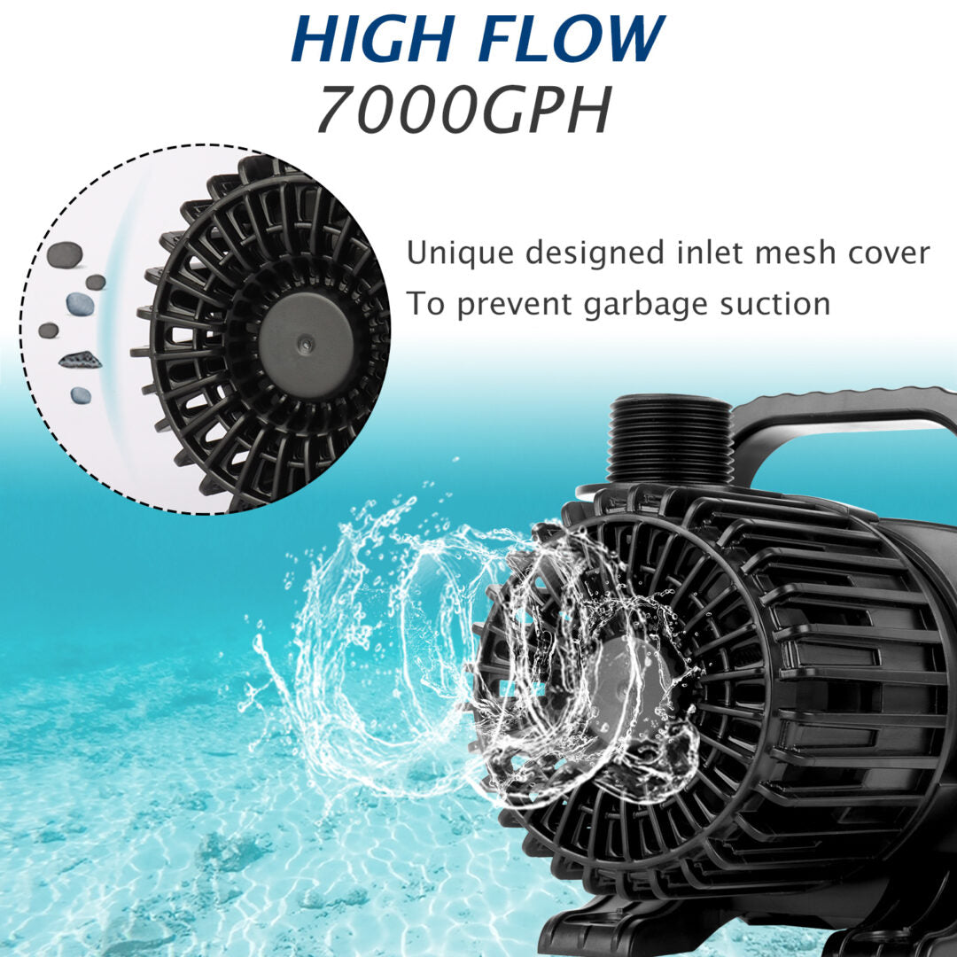 WaterRebirth PS-7000 High Flow Submersible Water Pump - Pond Pump - Submersible Pump - Water Fountain Pump - Aquarium Pump (321W)