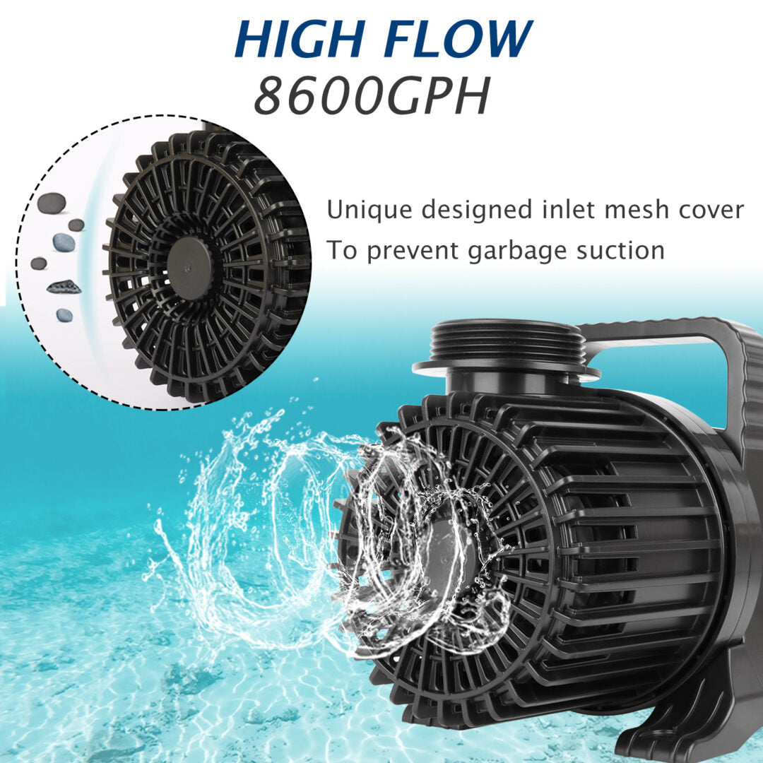 WaterRebirth PS-8600 High Flow Submersible Water Pump - Pond Pump - Submersible Pump - Water Fountain Pump - Aquarium Pump (515W)