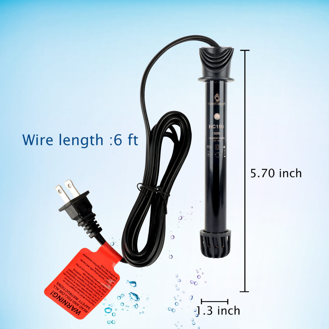 HC150-Water Rebirth Preset Submersible Aquarium Heater-Fish Tank Heater-Water Heater for Fish Tank-Marine Water Heater-Aquarium Heater (150W)