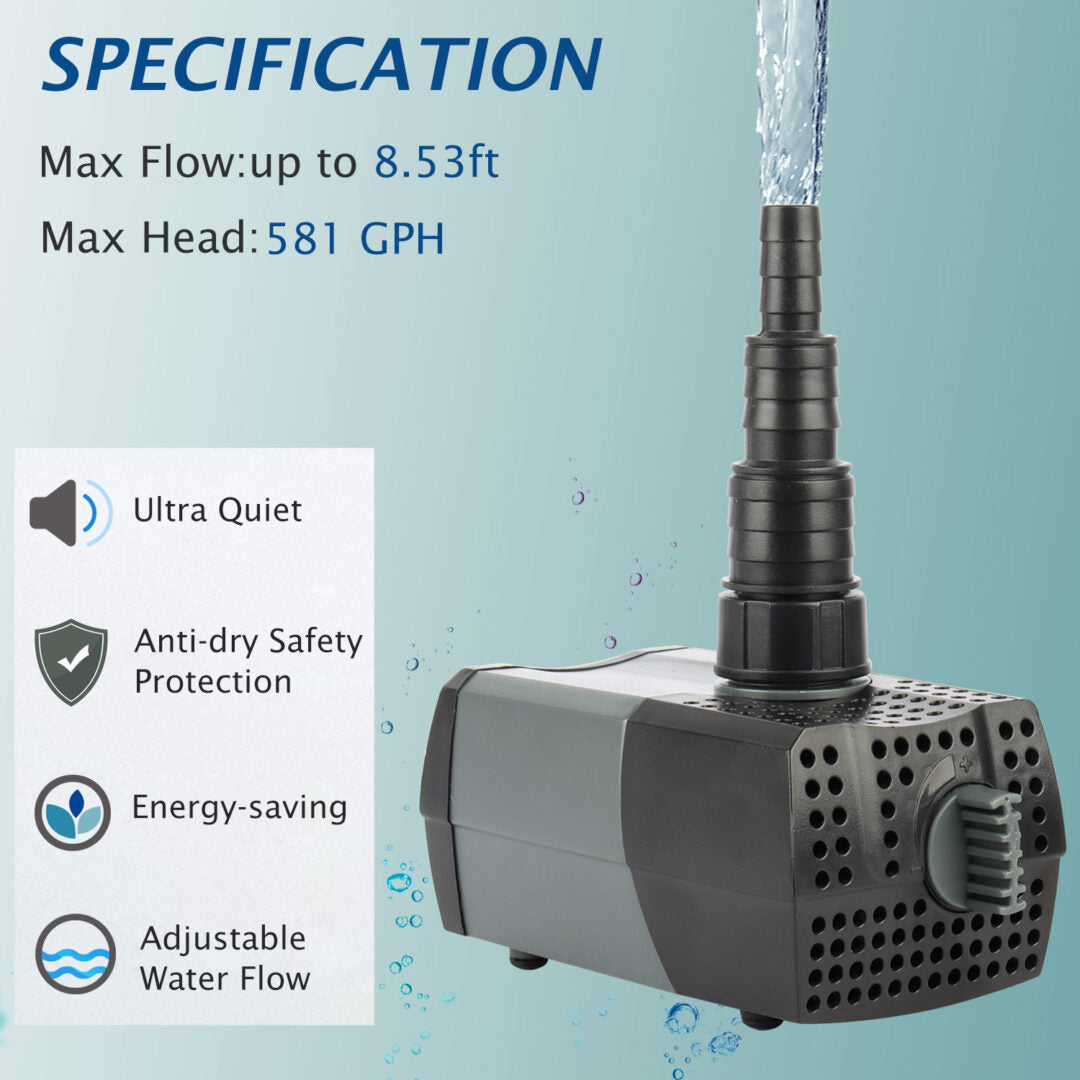 550 GPH Aquarium Pump Submersible Water Pump